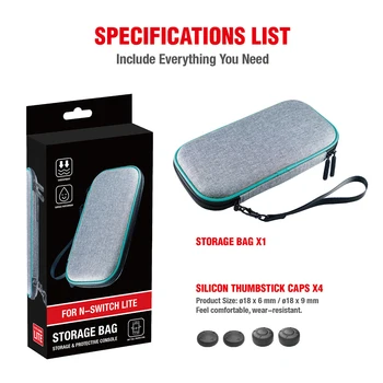 

For Nintend Switch Lite Console Protective Carrying Bag with 4pcs Thumb Caps EVA Main Engine Console Storage Bag Hard Case