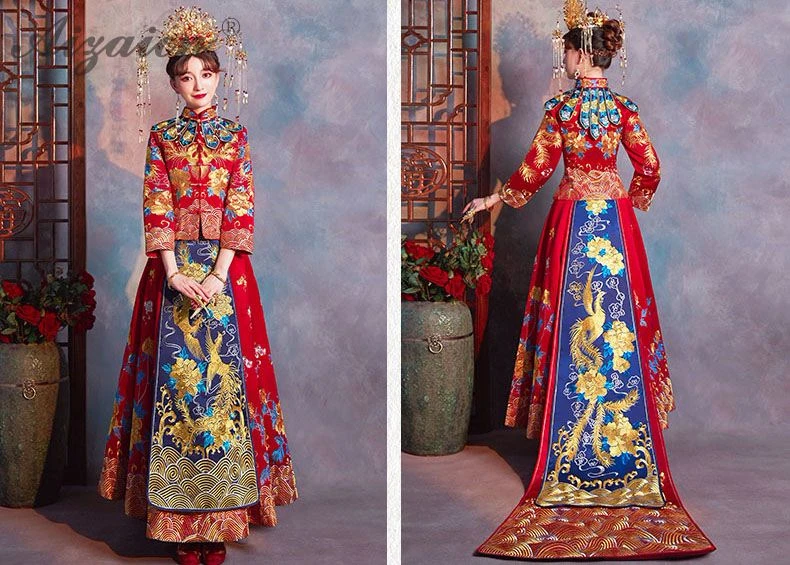 Восточный стиль вышивка Cheongsam красная невеста свадебное платье Qi Pao традиционное китайское свадебное платье Qipao продвижение фрахт