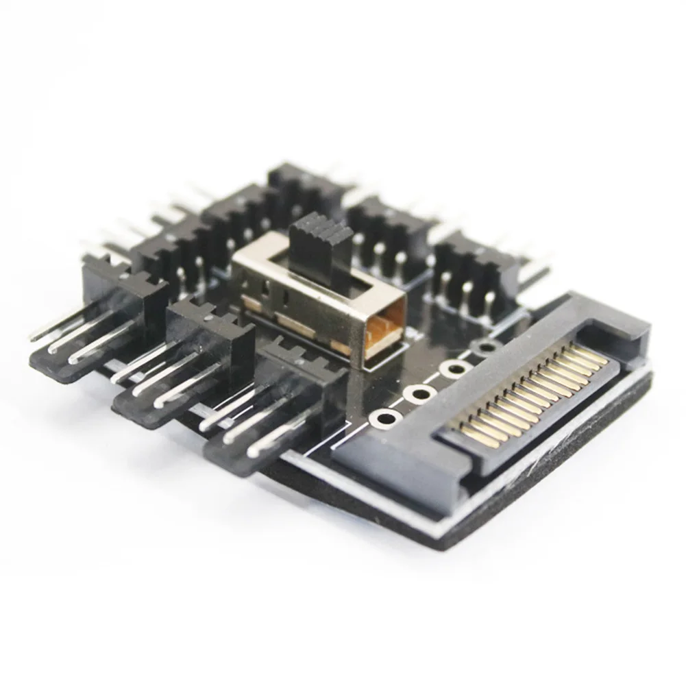 Splitter Cooling Fan Hub Practical Multi-functional Durable PC Mining SATA 1 to 8 3Pin 12V Power Socket PCB Adapter