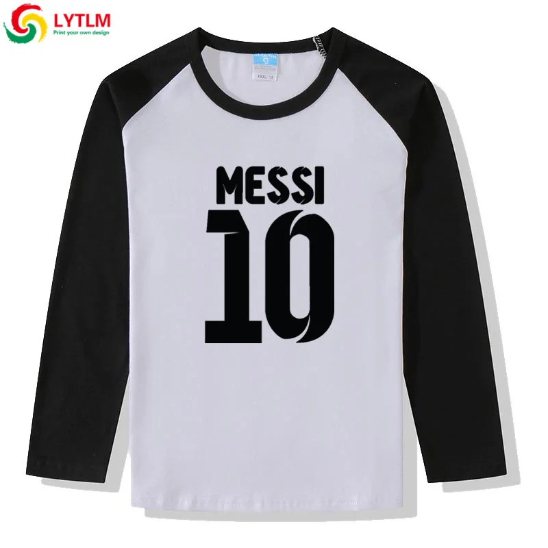 LYTLM XXX/футболка для мальчиков и девочек Lionel Messi Детская осенняя футболка года топы с длинными рукавами для мальчиков Одежда для мальчиков футболки для малышей - Цвет: CXCJ LYCRA Black