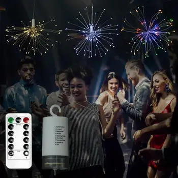 

8-Modes Twinkle Light Powered Hanging Firework LED Fairy String Light Christmas Party Xmas Remote DIY Copper Wire