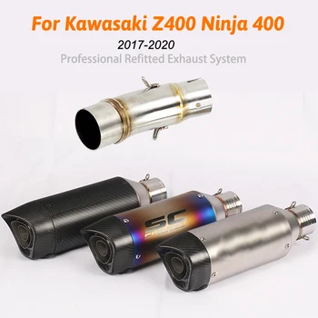

For 2017-2020 Kawasaki Z400 Ninja 400 Exhaust Pipe Slip On Motorcycle 51mm Escape Mid Tail Pipe Removable DB Killer Muffler