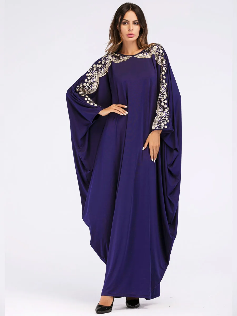 

Abaya Women Muslim Dress Ladies Batwing Sleeve Long Dress Maxi Dress Jalabiya Islamic Women Muslim Robes Kaftan Dubai Clothes