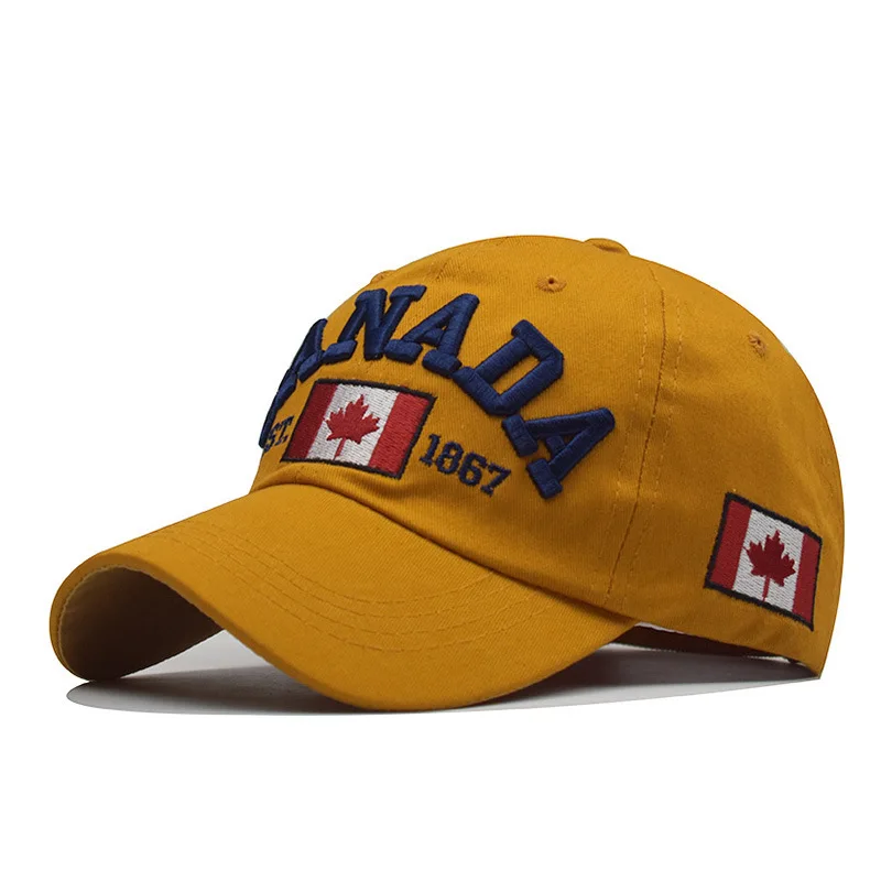 Взрыв модные за рубежом чистые хлопчатобумажные вышитые буквы Канада Snapback бейсбольная шляпа для мужчин и женщин остроконечная Кепка
