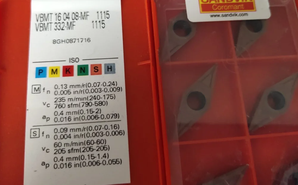 10 шт. твердосплавная вставка VBMT 160408-MF 1115