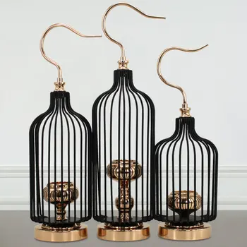 

European Iron Retro Candle Holder Wrought iron White Birdcage Candle Holder Romantic Candlelight Dinner Decoration Candlestick