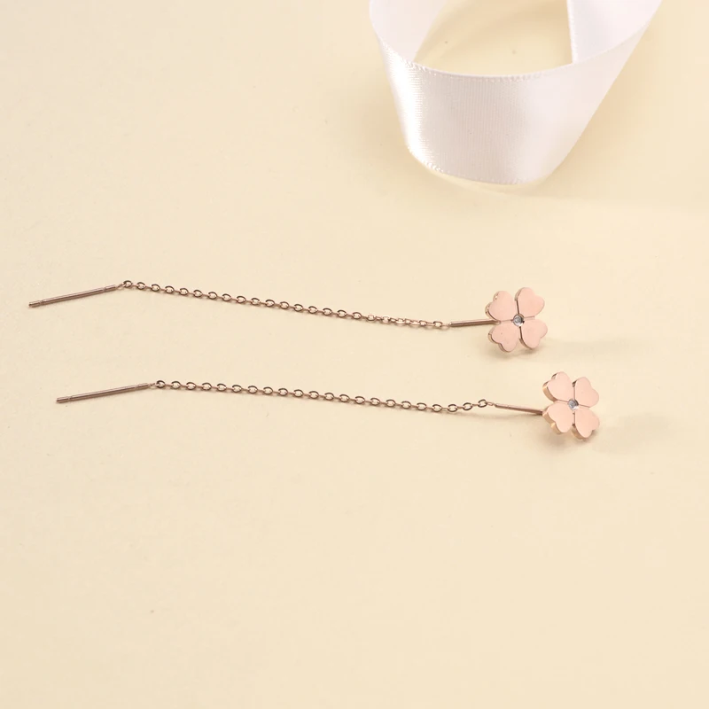 SDA Four Leaf Clover Women Drop Earrings Lucky Jewelry With Certification Real Diamond