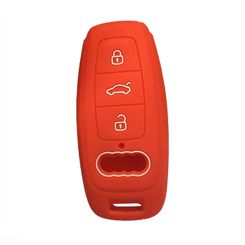 Силиконовый чехол для ключей Audi Llavero для Audi A6L A7 E-tron A8 Q8 C8 D5 3 кнопки для Audi чехол для ключей автомобильные аксессуары - Название цвета: Красный
