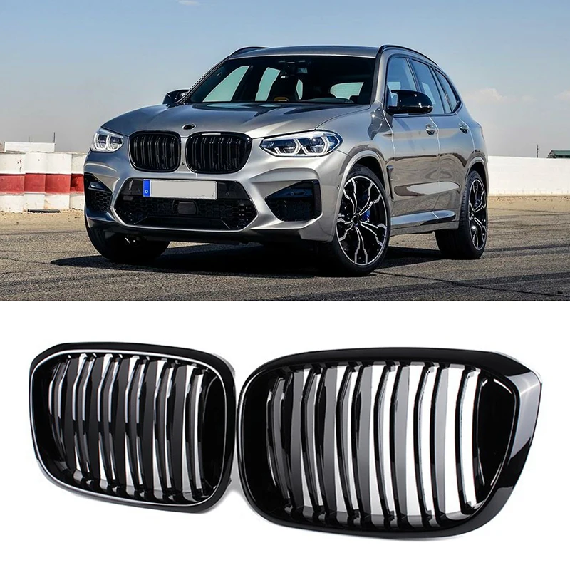 1 Pair For BMW G01 G02 G08 X3 X4 Front Grille Kidney Grill Double Slat Gloss Black Car Styling Accessories 2017-2020