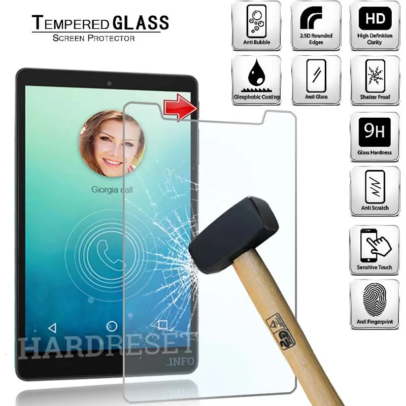 

Tablet Tempered Glass Screen Protector Cover for Alcatel OneTouch PIXI 3 8.0" Full Coverage Anti-Fingerprint HD Tempered Film