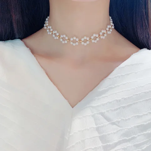 Модные ожерелья-чокер для женщин, новинка, Bijoux цепь с искусственным жемчугом, ожерелья, массивные ювелирные изделия, вечерние, подарки