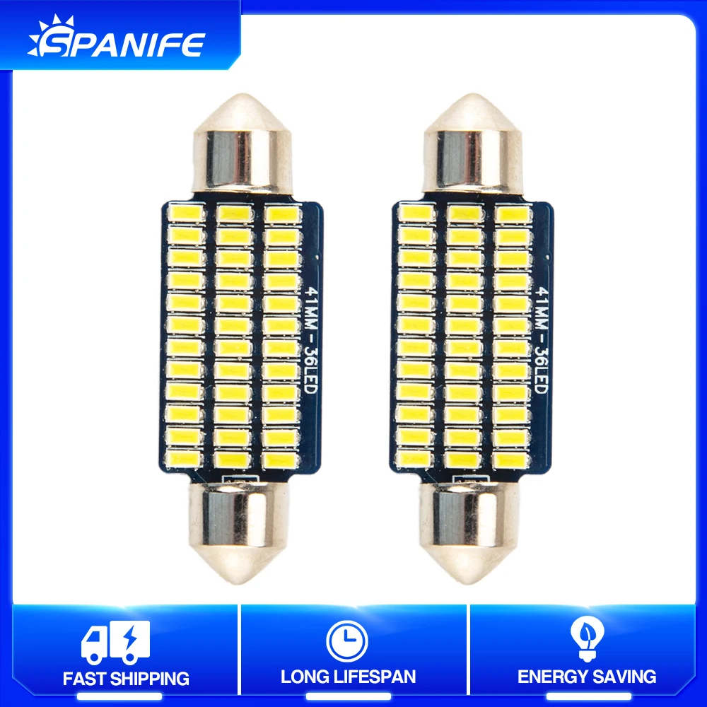 Spanife Led festoon Bulbs 31mm 36mm 39mm COB 12SMD 41mm Canbus Error Free 12V-24V Dome Map Courtesy License Plate Lights | Автомобили и