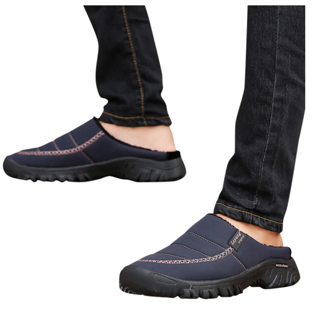 Зимние тапочки; сандалии; женская обувь; Повседневная Домашняя обувь больших размеров; бархатная теплая обувь; удобные хлопковые тапочки