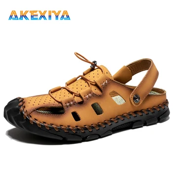 

Men's Summer Shoes 2020 Men's Sandals Handwork Leather Men Beach Sandals Comfortable Design Men Beach Shoes Outdoor Men Sandals