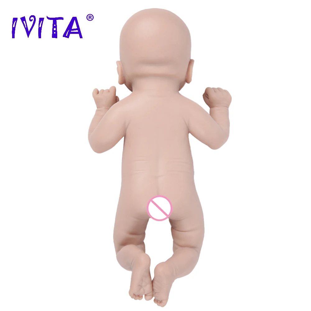 IVITA WG1512 36cm(14inch)1.65kg Full Body Silicone Bebe Reborn Doll Unpainted Unfinished Soft Dolls Lifelike Baby DIY Blank Toys