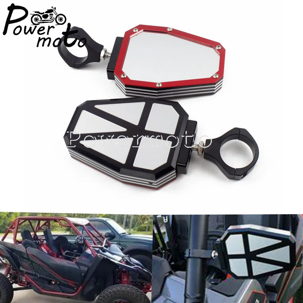 

Motorcycle Aluminum UTV Offroad 1.75" Bar Side Mirror Rear View For Polaris Ranger RZRs 570 800 YXZ1000R Yamaha Rhino Viking