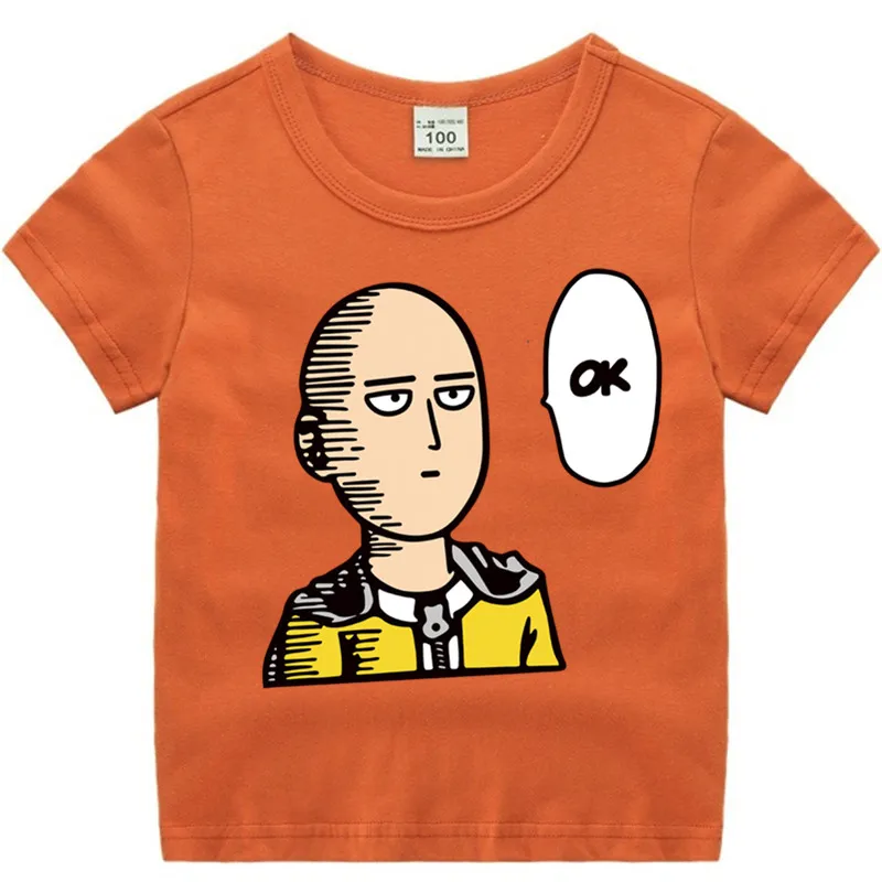 T47A-orange Хлопковая футболка с рисунком «One Punch Man» для маленьких мальчиков и девочек Летняя детская Рождественская рубашка детская футболка с рисунком Роскошный топ - Цвет: T47A-orange