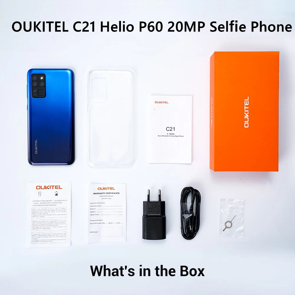 OUKITEL C21 20MP Selfie 6.4'' FHD Hole Punch Screen Helio P60 4000mAh Octa Core 4G 64G Quad Camera Celular SmartPhone PK XIAO