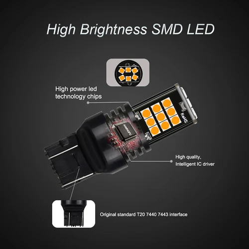 NLpearl-자동차 신호 램프 7440 Led 전구, 3030 24SMD T20 7443 Led W21W W21/5W 12V 자동 방향 지시등 후진 후방 램프, 2 개 2