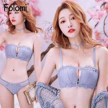

Lace Bra and Panties Sets Push Up Brassiere Sexy Hollow Underwear Set Women Lingerie Set A B Cup