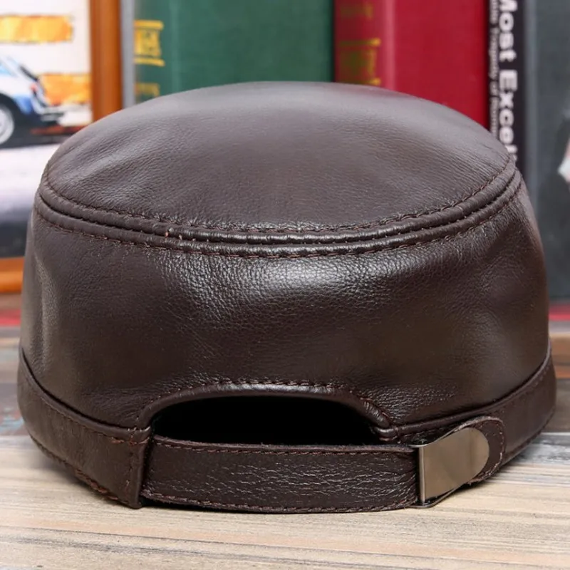 XdanqinX простая шляпа из натуральной кожи мужские кожаные кепки армейские кепки регулируемый размер головы мужской плоский колпачок для крышки