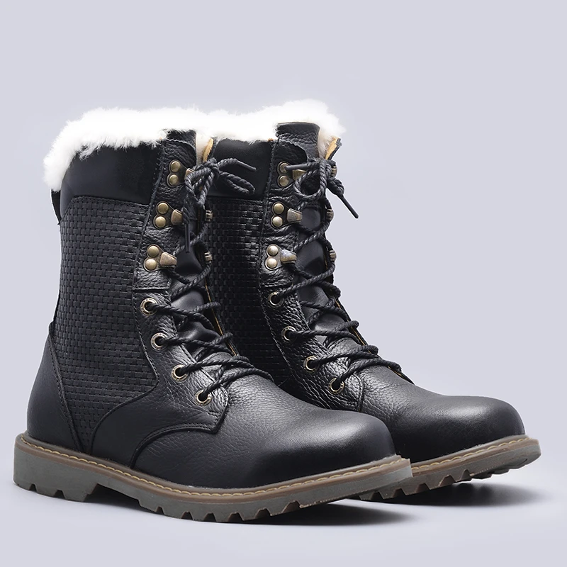 Top Quality winter boots size 35-47 Genuine Leather Handmade Brand Warmest chelsea boots men#XH6388