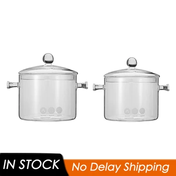 

1.35/1.5L Glass Stew Soup Pot Bowl Stove Cooker Pan for Gas and Induction Cooker Transparent Glass Cooking Explosion-Proof Tools