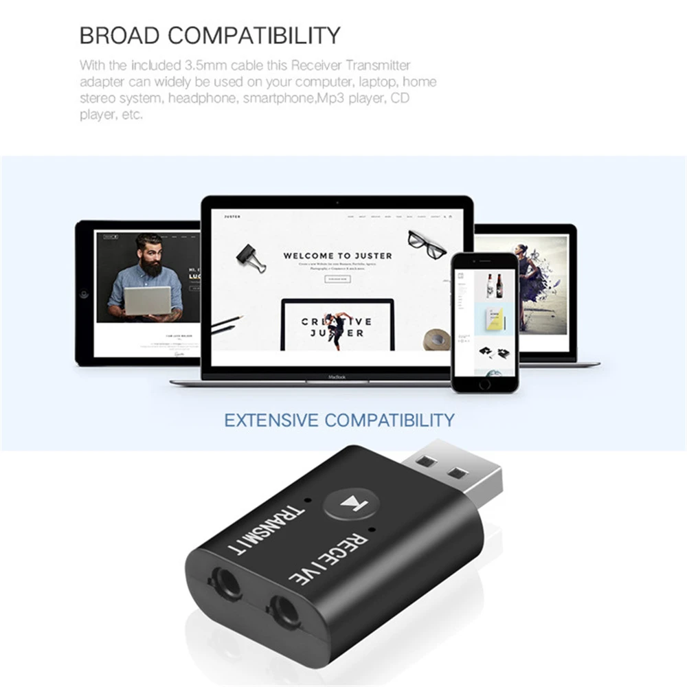 오디오 송신기 수신기 미니 3.5mm AUX USB 음악 스테레오 블루투스 호환 동글 무선 어댑터, TV PC 헤드폰용
