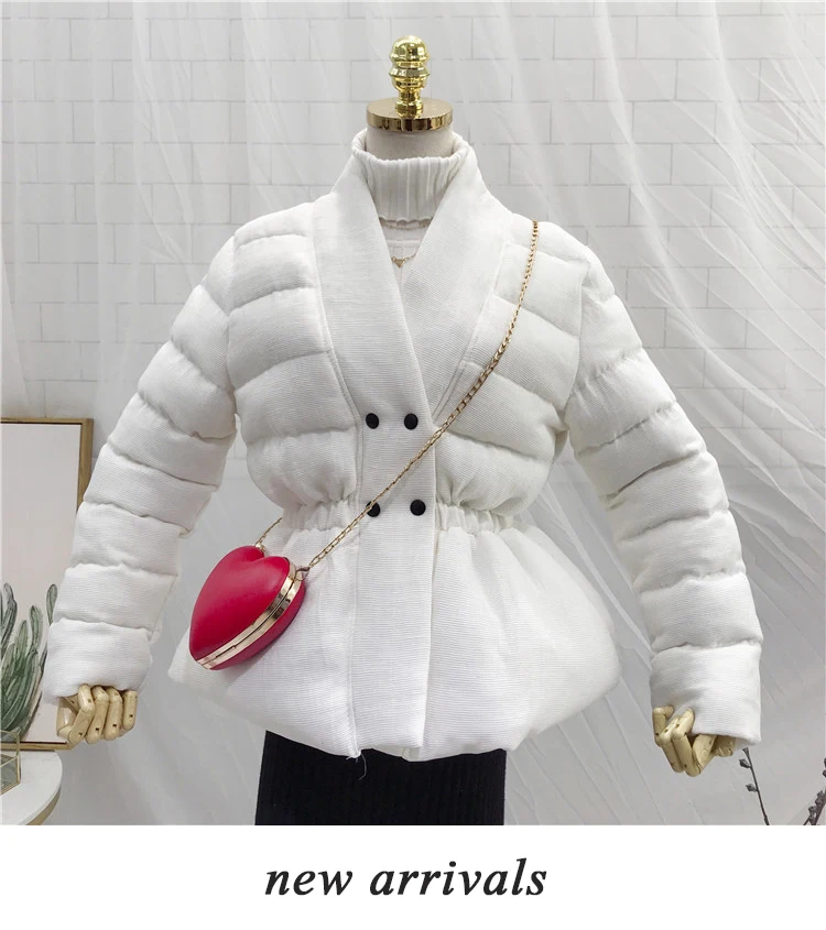 Cotton coat winter new V-neck waist slim cotton jacket