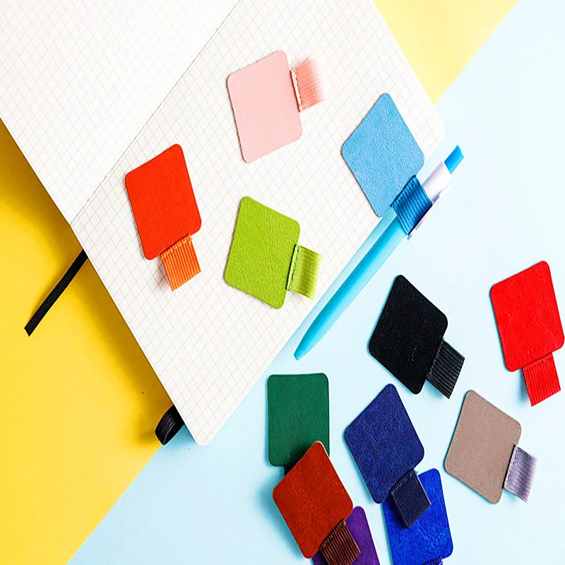 Self-adhesive Leather Pen Clip Pencil Elastic Loop for Notebooks Journals Clipboards Holder Office Desk Accessories |