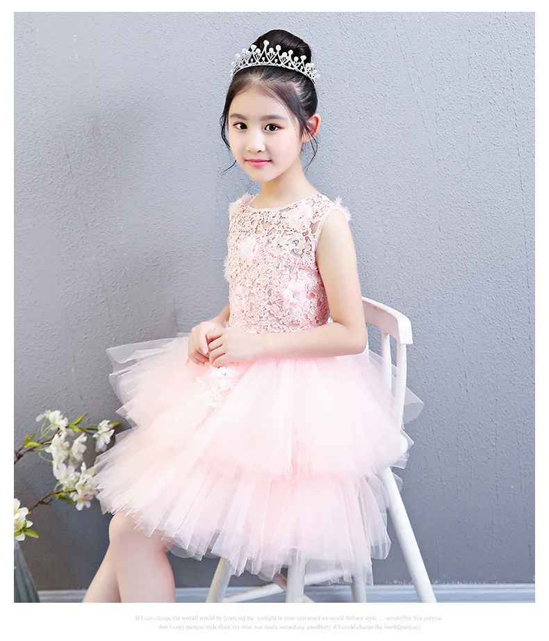 Flower Boys/Flower Girls Princess Dress Girls Puffy Yarn Children Catwalks Wedding Dress Tailing Evening Gown Host Piano Costume