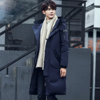 navy blue Зимняя куртка мужская брендовая одежда длинная мужская куртка Высококачественная белая пуховая парка Jaquetas Masculina Inverno - Цвет: navy blue