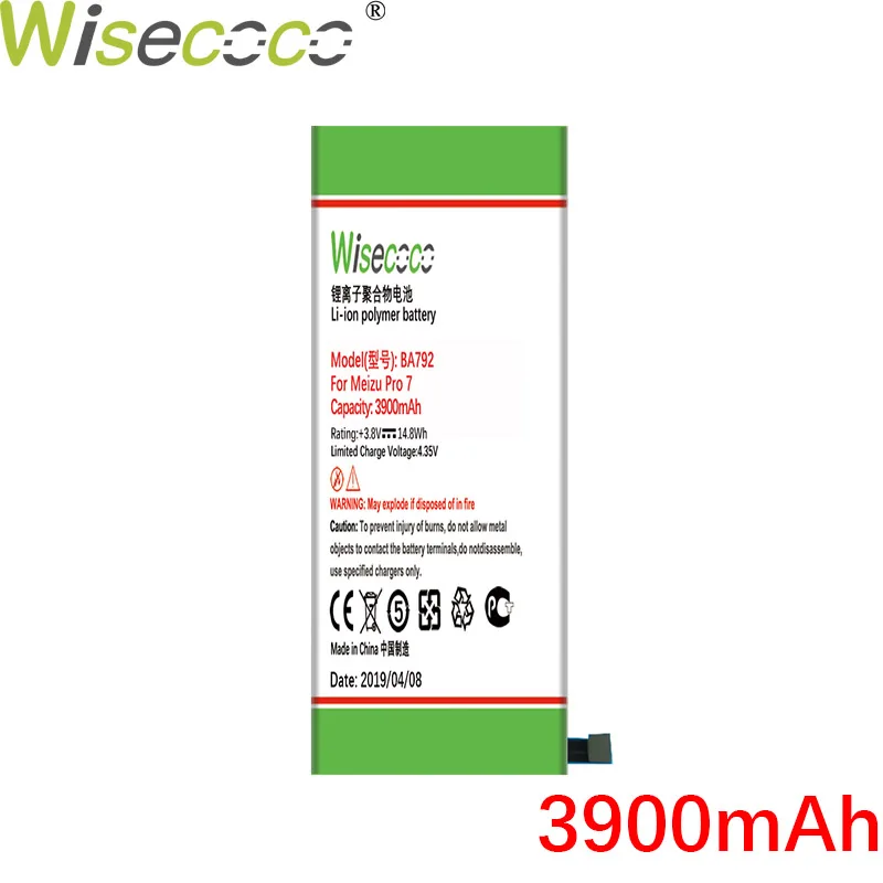 WISECOCO 3900 мАч BA792 батарея для Mei zu Pro 7 M792Q M792C смартфон новейшее производство высокое качество батарея+ номер отслеживания