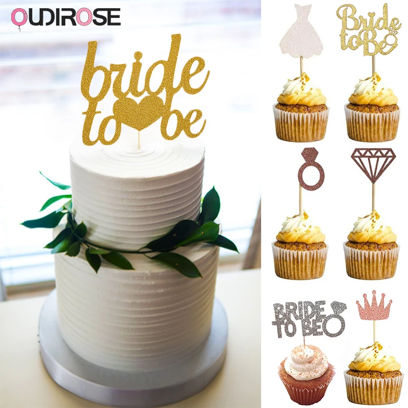 12 шт./компл. Свадебные украшения для кексов Bride To Be блестящие золотые бумажные