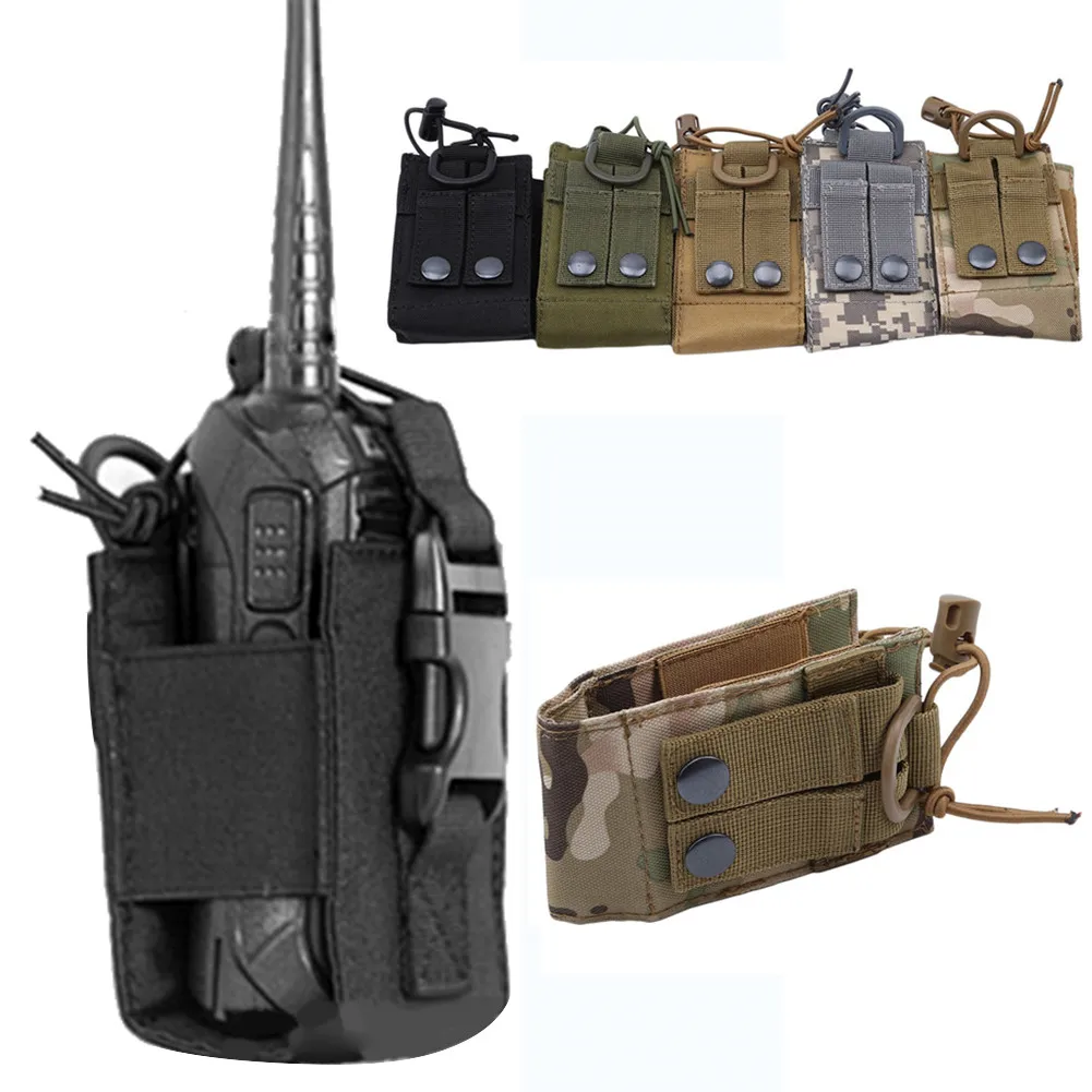 Bolsa de bolsillo para walkie-talkie de caza, bolsa colgante para deportes tácticos, Molle militar, nailon, Radio, Mag