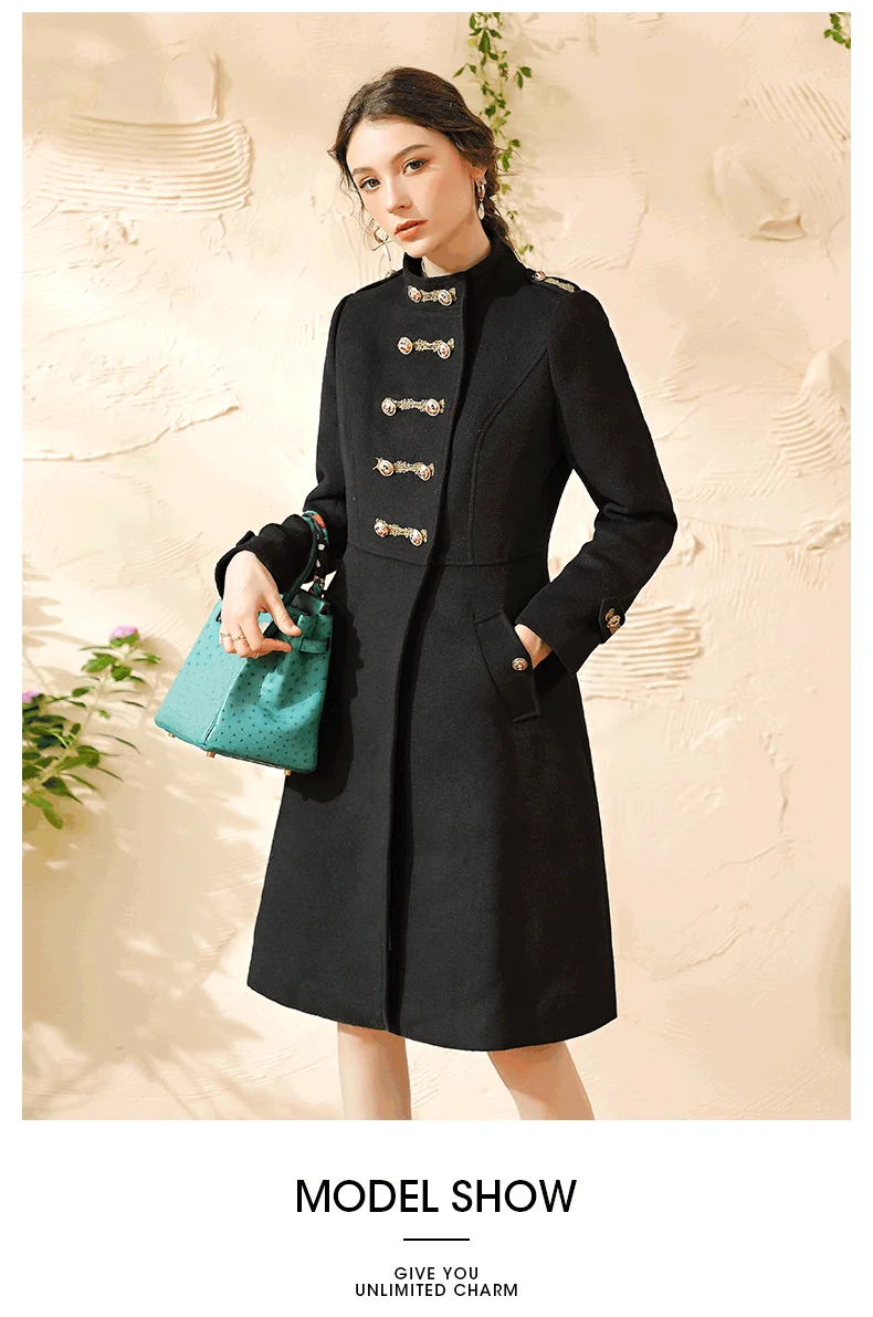 M~ 3XL 4XL английская леди пуговицы зимнее длинное пальто черный ...