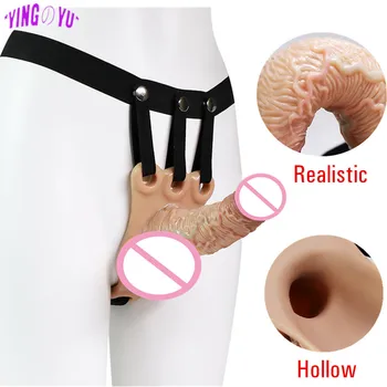 Wearable Hollow Dildo Pants Realistic Penis Sleeve Enlarger Penile Extender Strapon Harness Strap on Belt Sex Toys for Men Gay 1