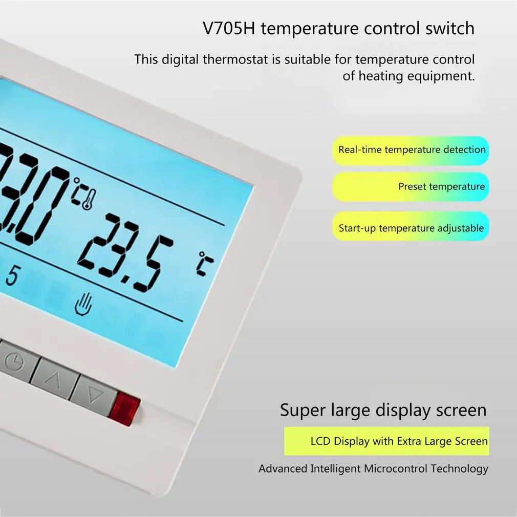 V705H большая акция 220V 25A lcd программируемый комнатный термостат для подогрева пола Комнатный контроллер температуры
