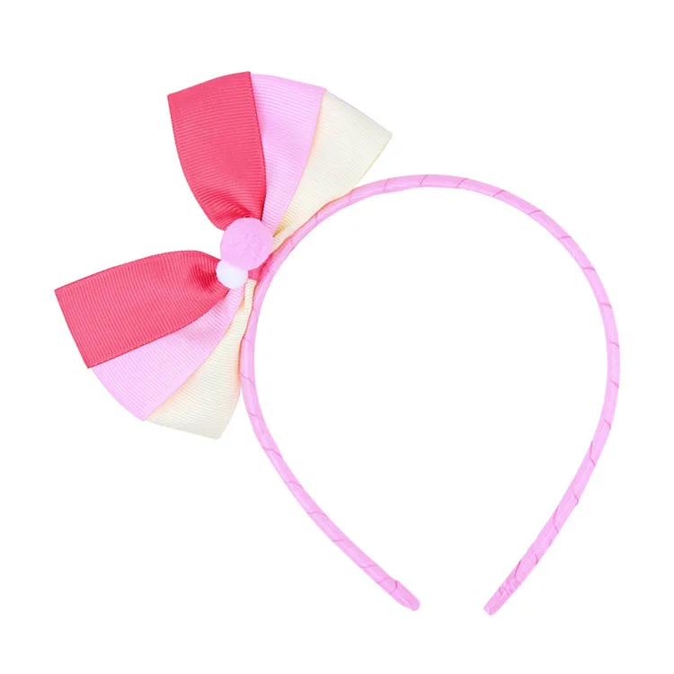 Pink Модные милые детские повязки для волос из ткани с бантом, детские повязки на голову для девочек, детские головные уборы, аксессуары для волос - Цвет: Pink