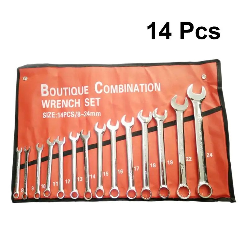 

WINOMO 14pcs/Set Dual Heads Ratchet Wrench Combination Dicephalous Wrenches Spanners Set For Screw Home Machine Repairing