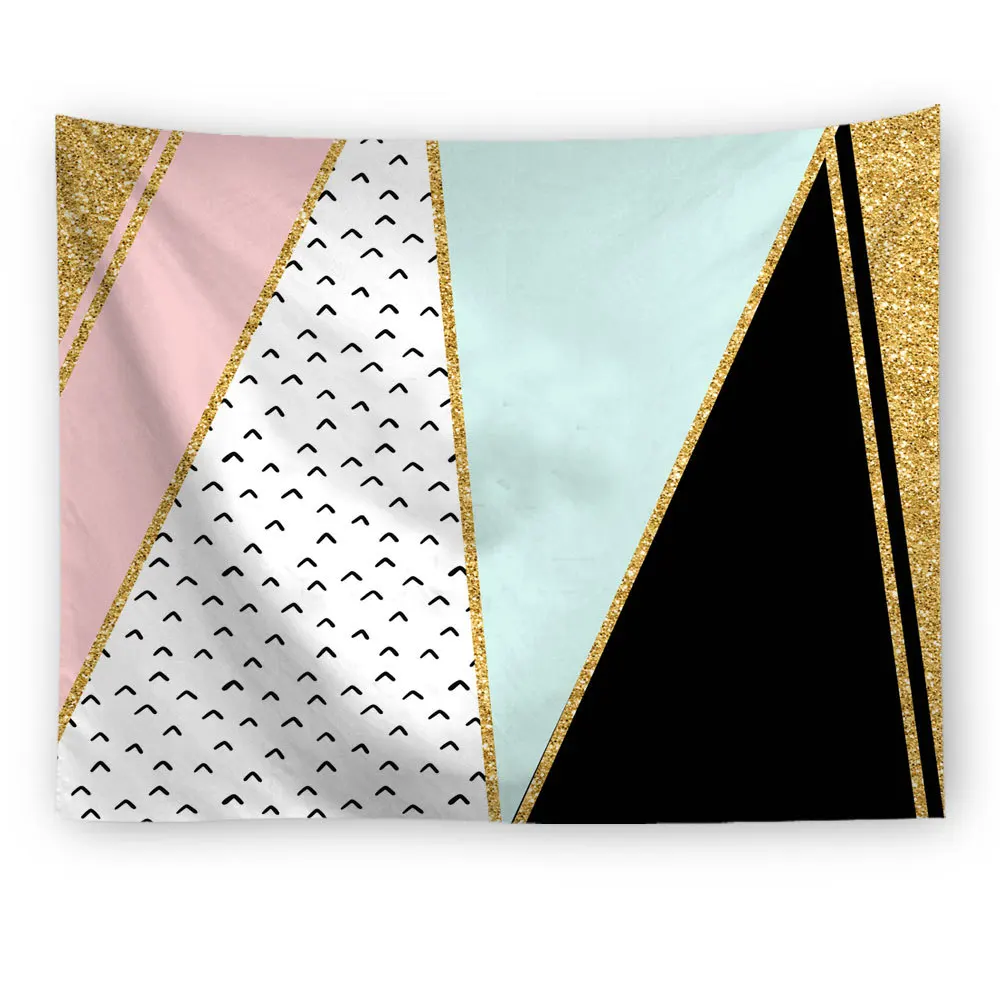 Красочный гобелен с геометрическим рисунком, настенный декоративный геометрический с треугольниками, золотой для спальни, гостиной, скатерти в общежитии - Color: Pattern 8