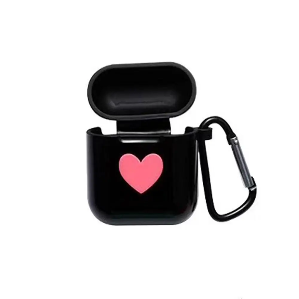 Чехол в форме сердца для apple airpods, мягкий чехол, цветной чехол для Airpods, силиконовый чехол, bluetooth наушники - Цвет: Черный