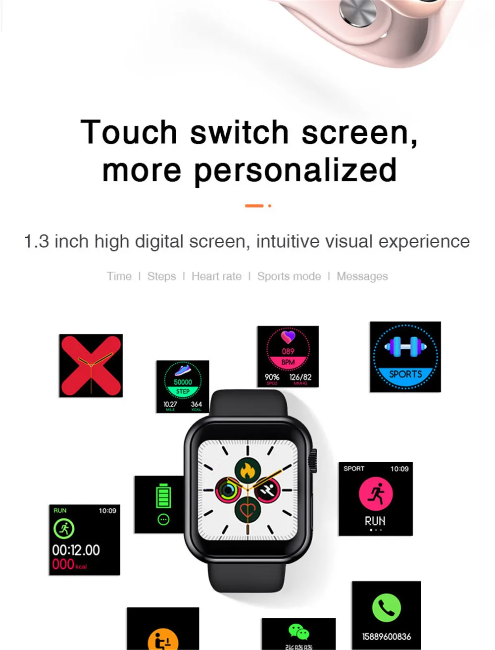 Bluetooth спортивные часы peometer twitter/facebook/whatsapp сообщение push Смарт часы кровяное давление сердечного ритма трекер активности
