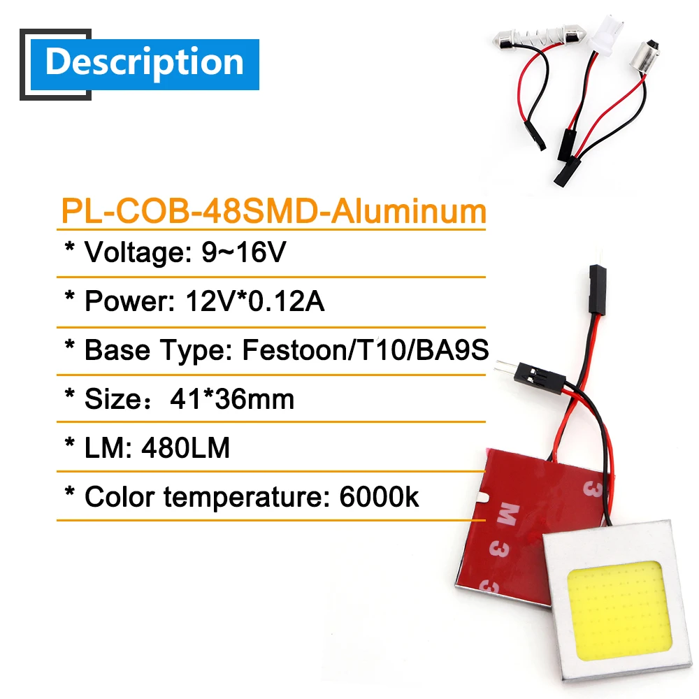 100X12 V COB 48 алюминевые индекаторы авто Интерьер панель для чтения чтениt дорожной карты ламповая панель купола BA9S T10 3 адаптеров белый