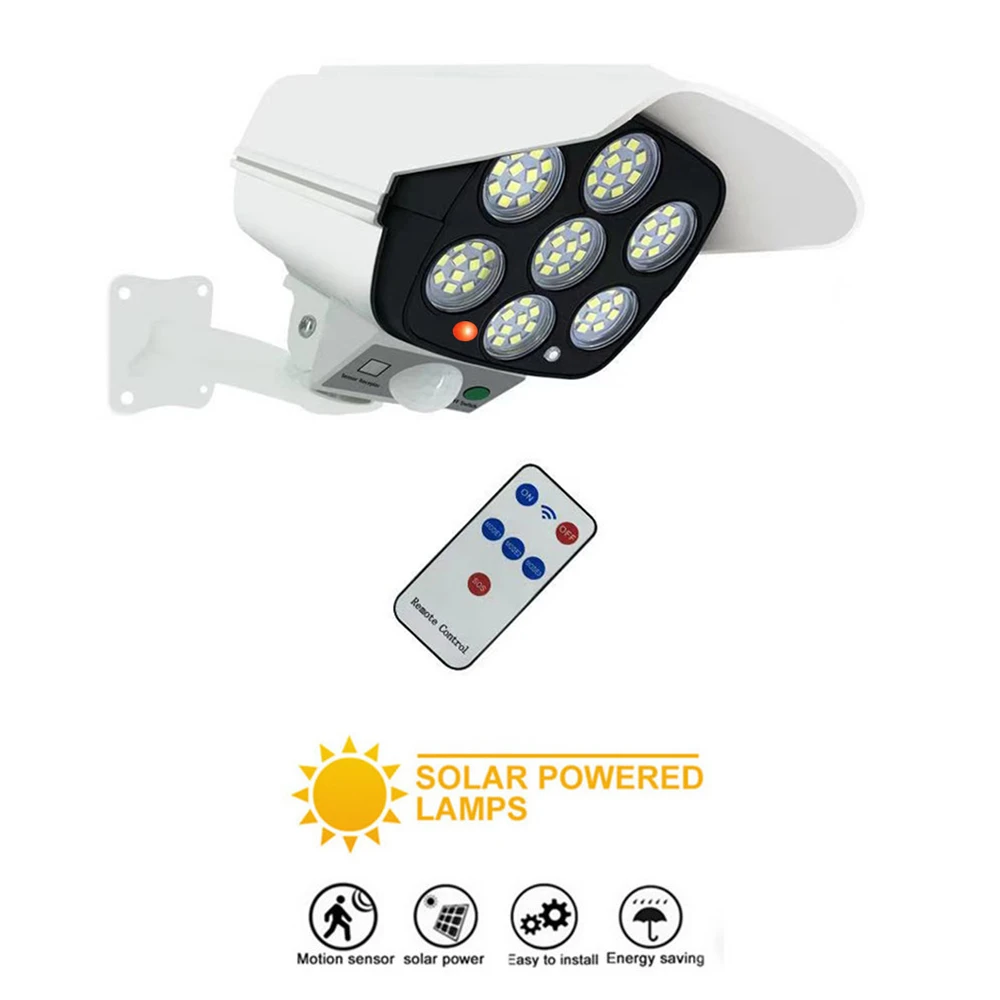 remote Solar motion sensor lamp Fake Camera Power Outdoor Simulation Dummy Waterproof Security Surveillance Bullet Flashi | Лампы и