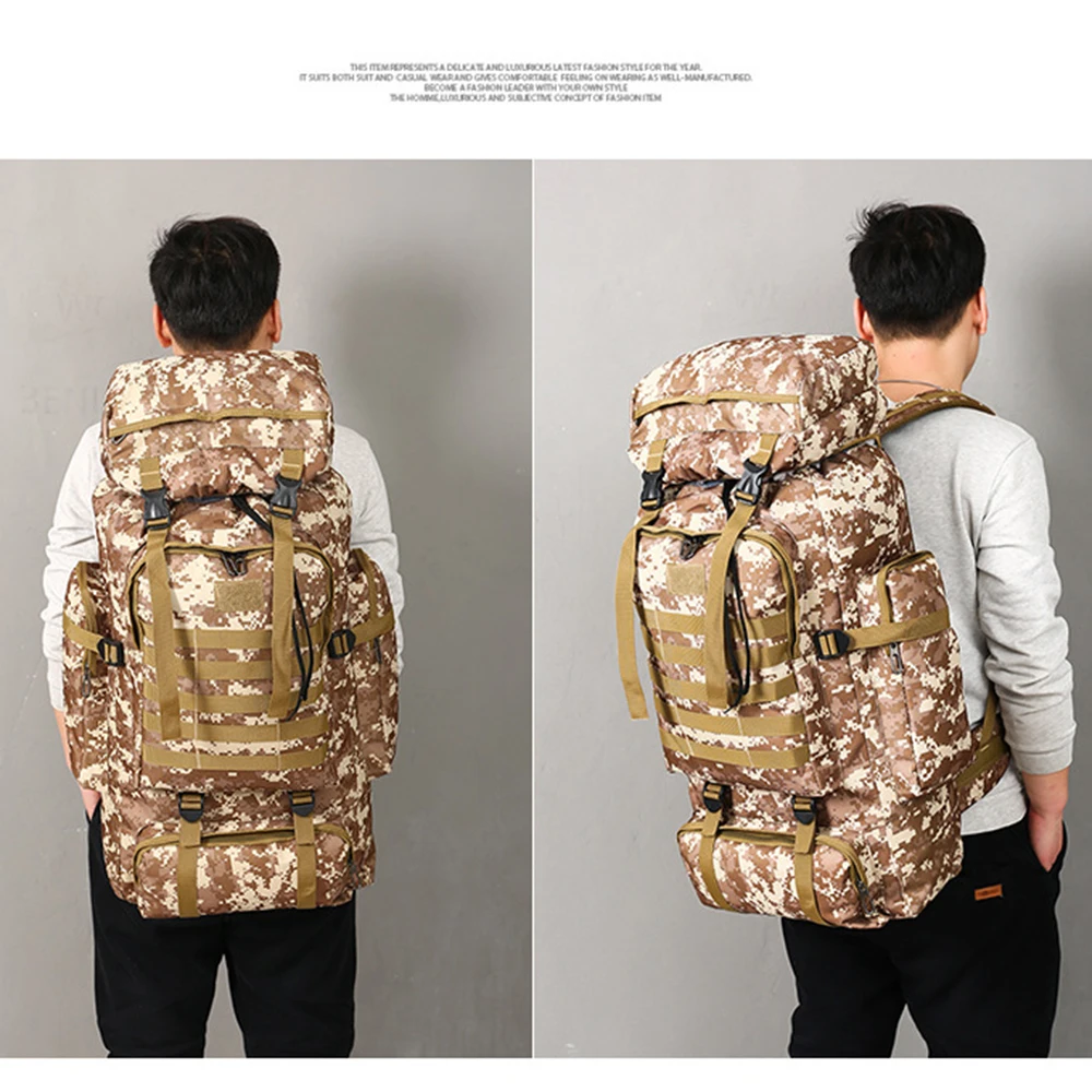 Открытый Камуфляж Оксфорд рюкзак большой емкости 80L Путешествия Duffle Пешие прогулки военные сумки внутренний слот карман Weekender Повседневная