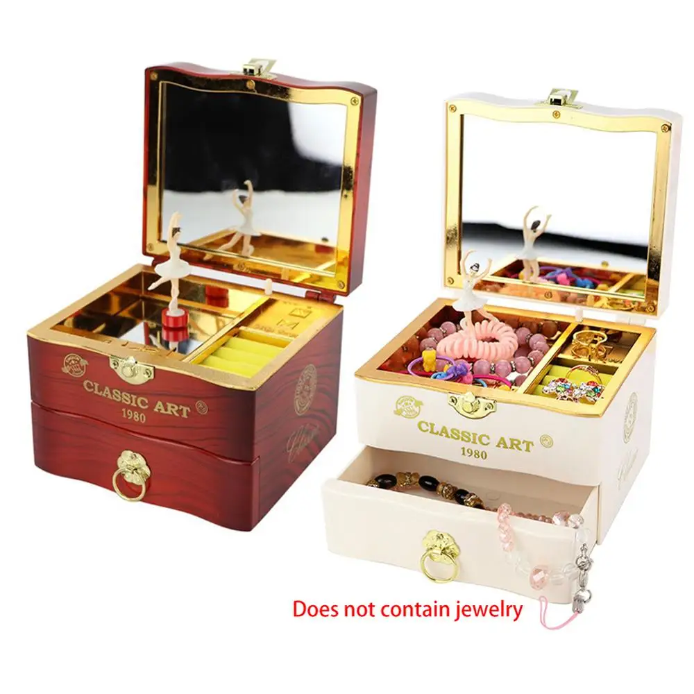 

DIY Music Box Jewelry Box Rotating Ballerina Dancing Girl Mirror Table Jewelry Storage Crafts Ornaments Home Decoration Gifts