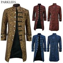 Стимпанк Мужское пальто жаккардовый Тренч мужское винтажное средневековая готика мужское длинное пальто Хэллоуин косплей принц Тренч s для мужчин 5XL