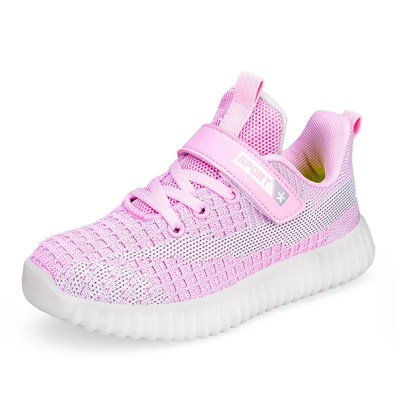 Pink Новые популярные кроссовки для больших мальчиков и девочек, светящаяся подошва, роскошная Брендовая детская обувь унисекс, нескользящая детская обувь на плоской подошве, розовая повседневная обувь для девочек - Цвет: Pink