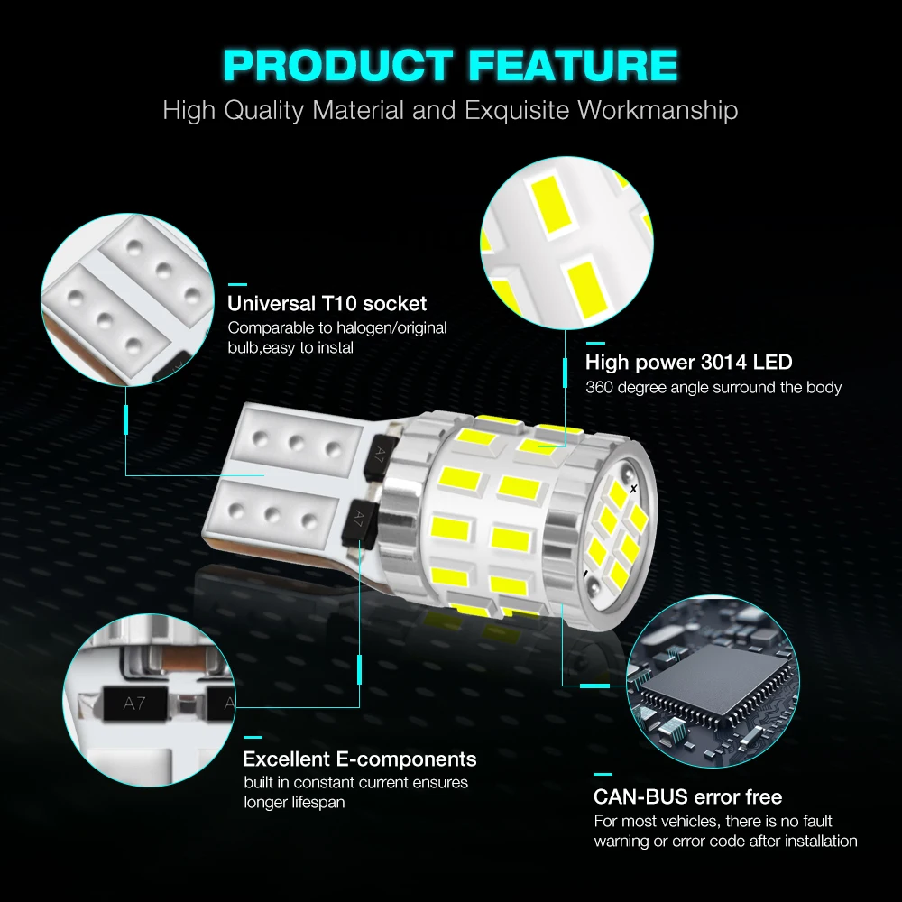 NOVSIGHT 10 шт. высокое качество T10 W5W супер яркий 3014 Светодиодный потолочный светильник для чтения в салоне автомобиля 30 светодиодный s лампы 6500K 300LM